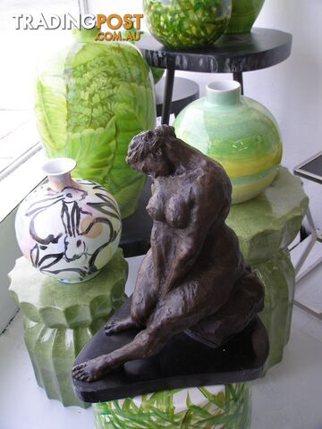 Large Handpainted Green Vase: Tropical Leaves - photo 3 of 4