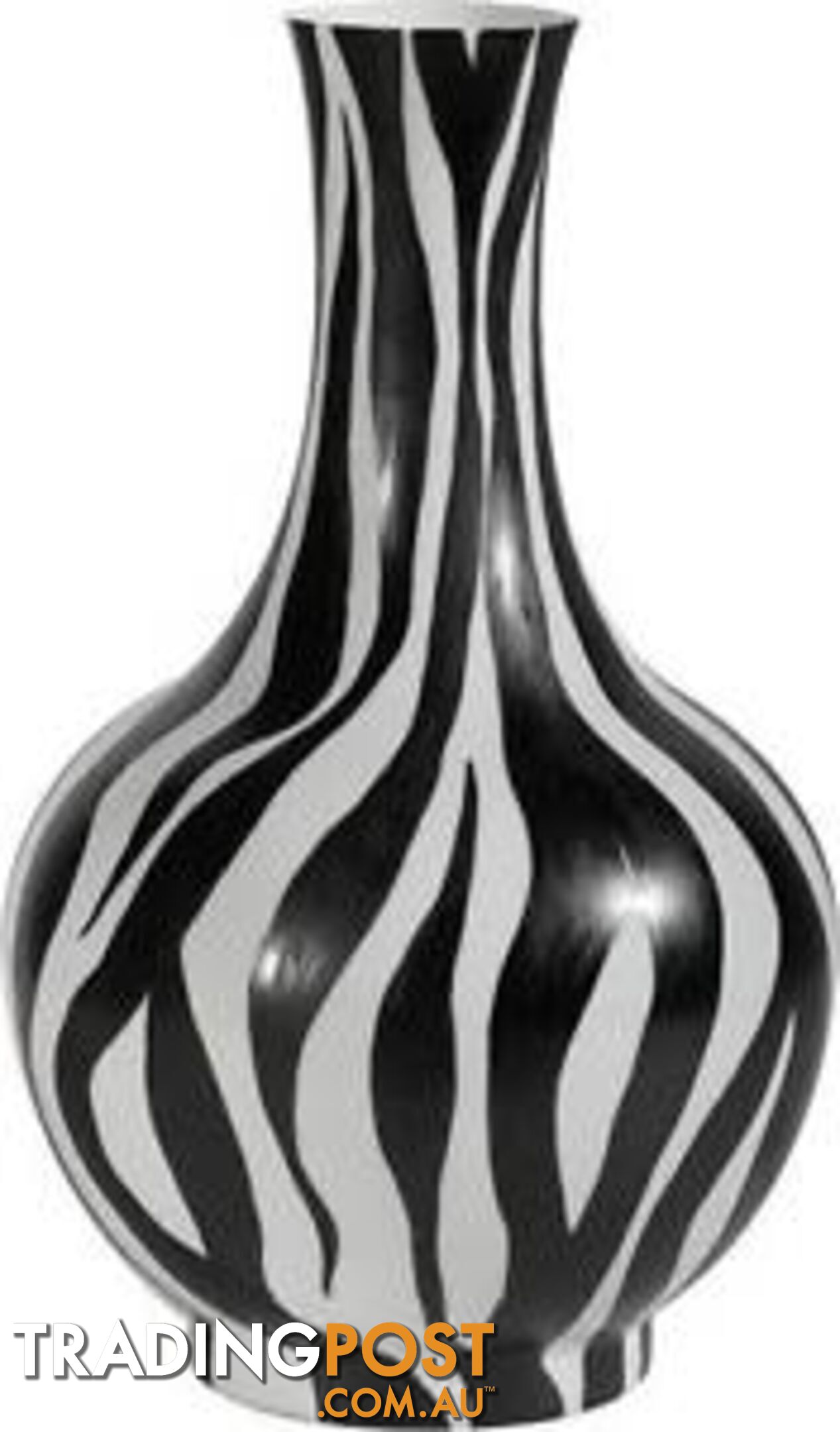 Handpainted Classic Black & White Striped Ceramic Vase