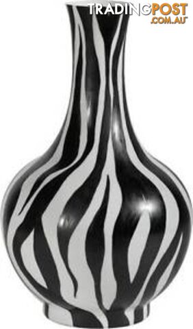 Handpainted Classic Black & White Striped Ceramic Vase