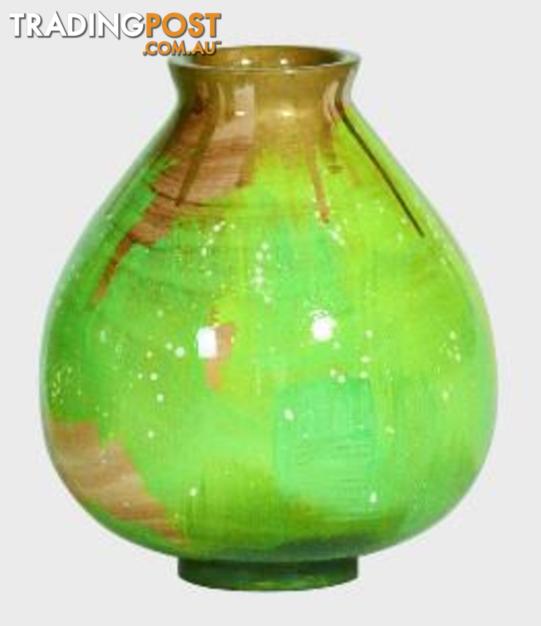 Small Handpaitned Wooden Vase: Gold & Green