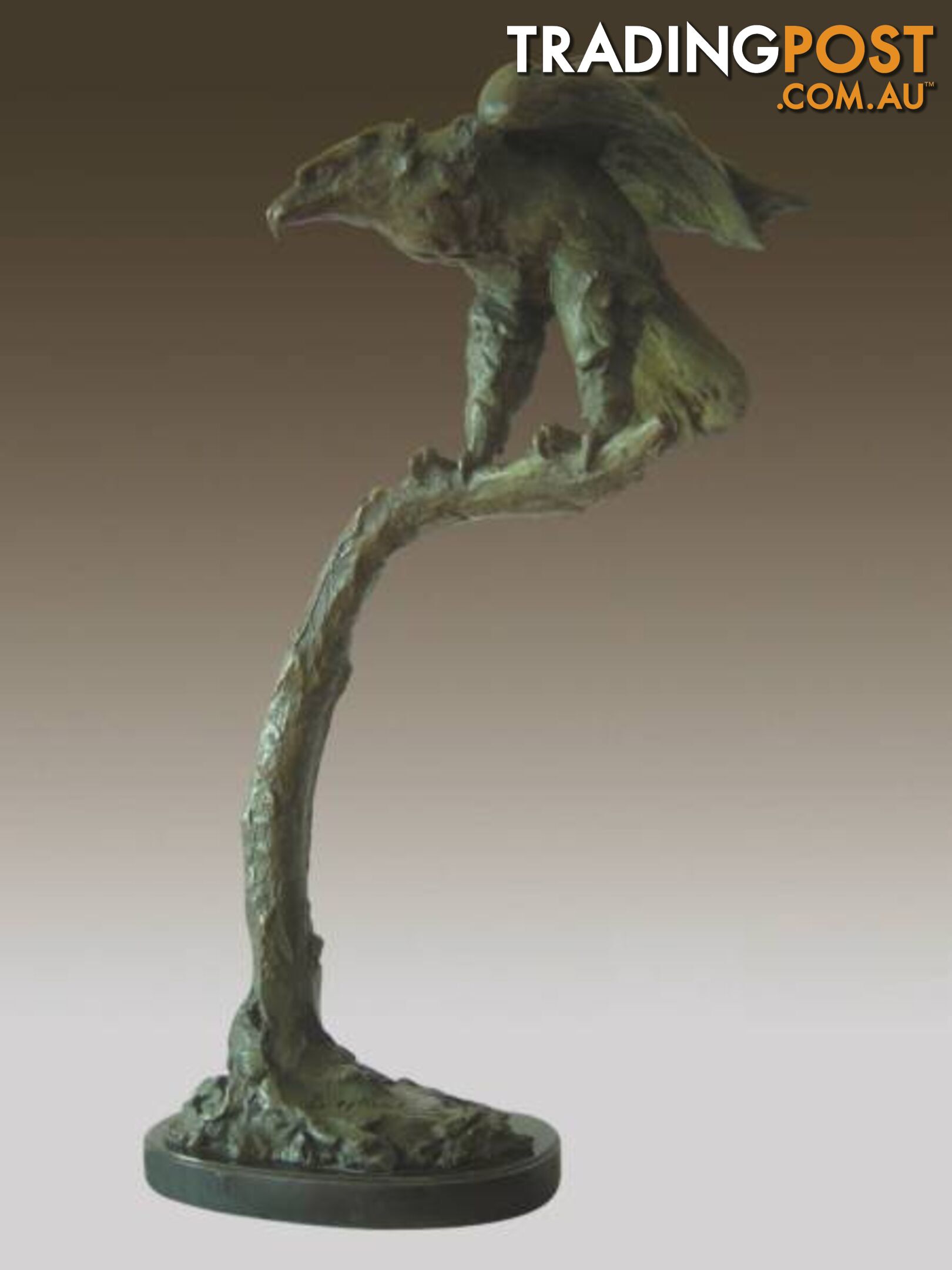 Eagle On Tree Art Deco Bronze And Marble Sulpture