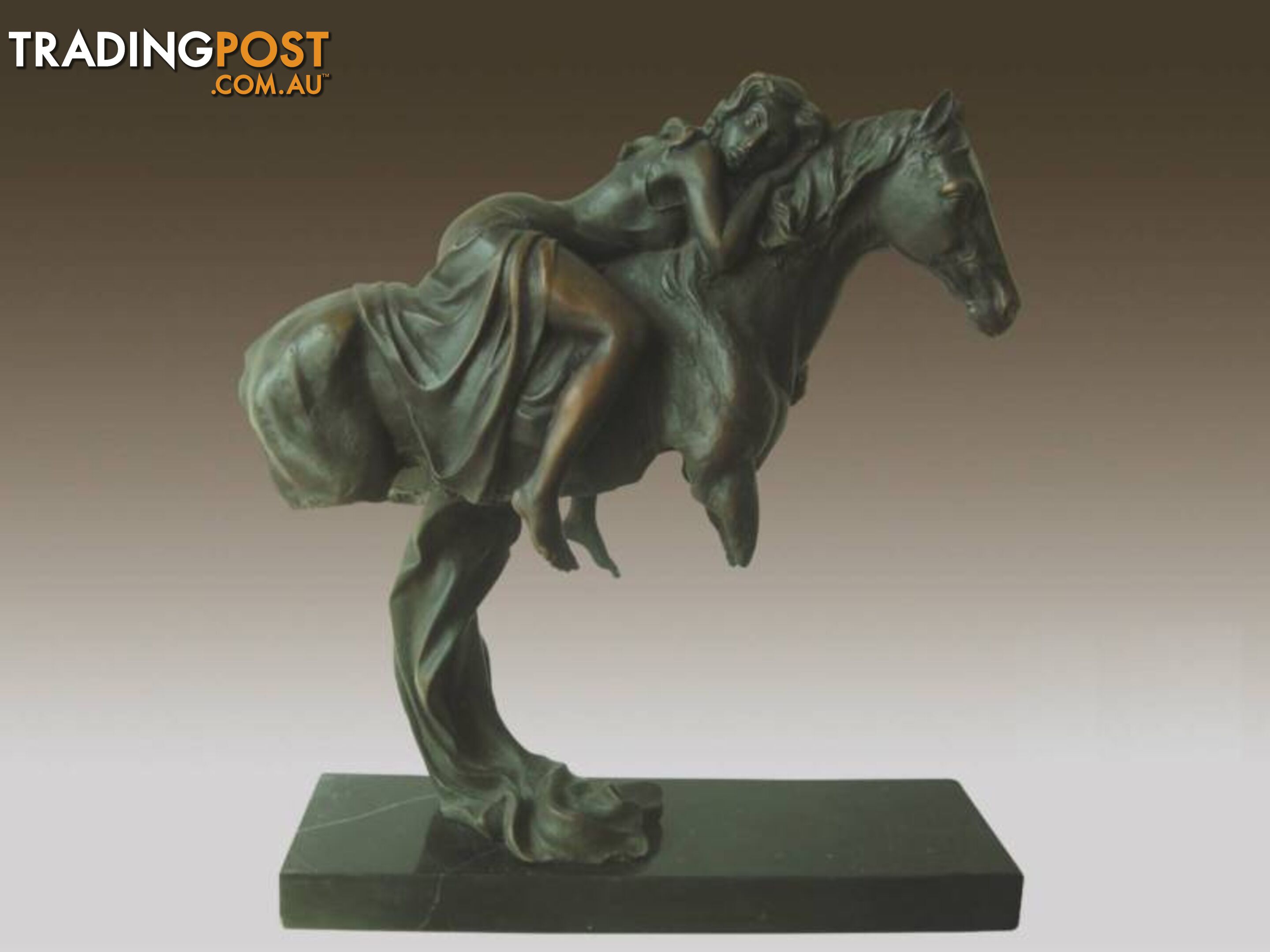 Harmony Bronze And Marble Sculpture Of Girl And Horse