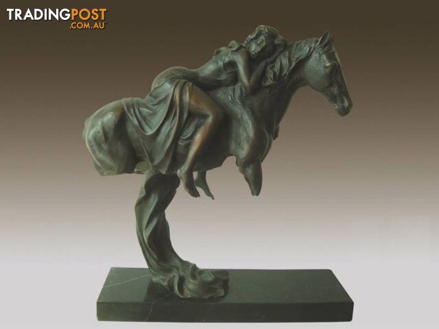 Harmony Bronze And Marble Sculpture Of Girl And Horse