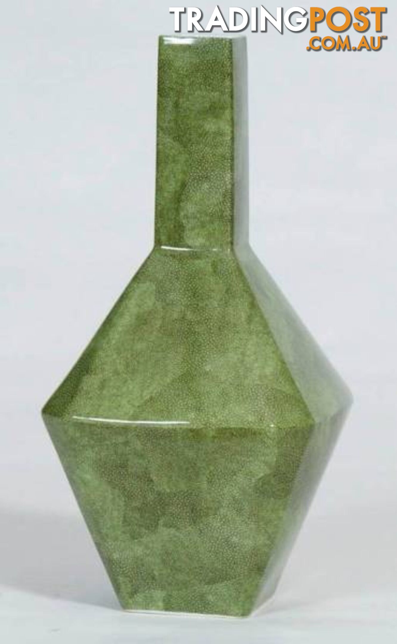 Large Geometric Green Shagreen Vase