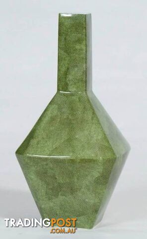 Large Geometric Green Shagreen Vase