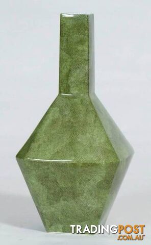 Large Geometric Green Shagreen Vase