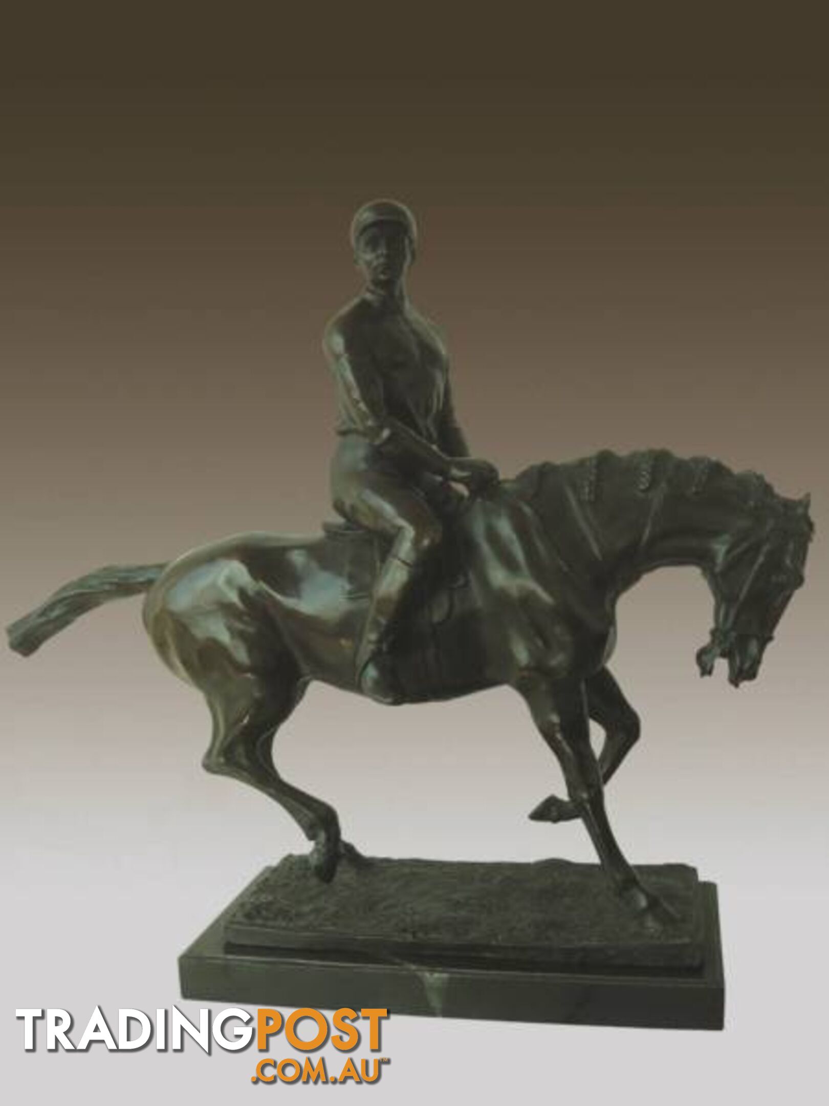 Vintage French Bronze Jockey Horse Sculpture
