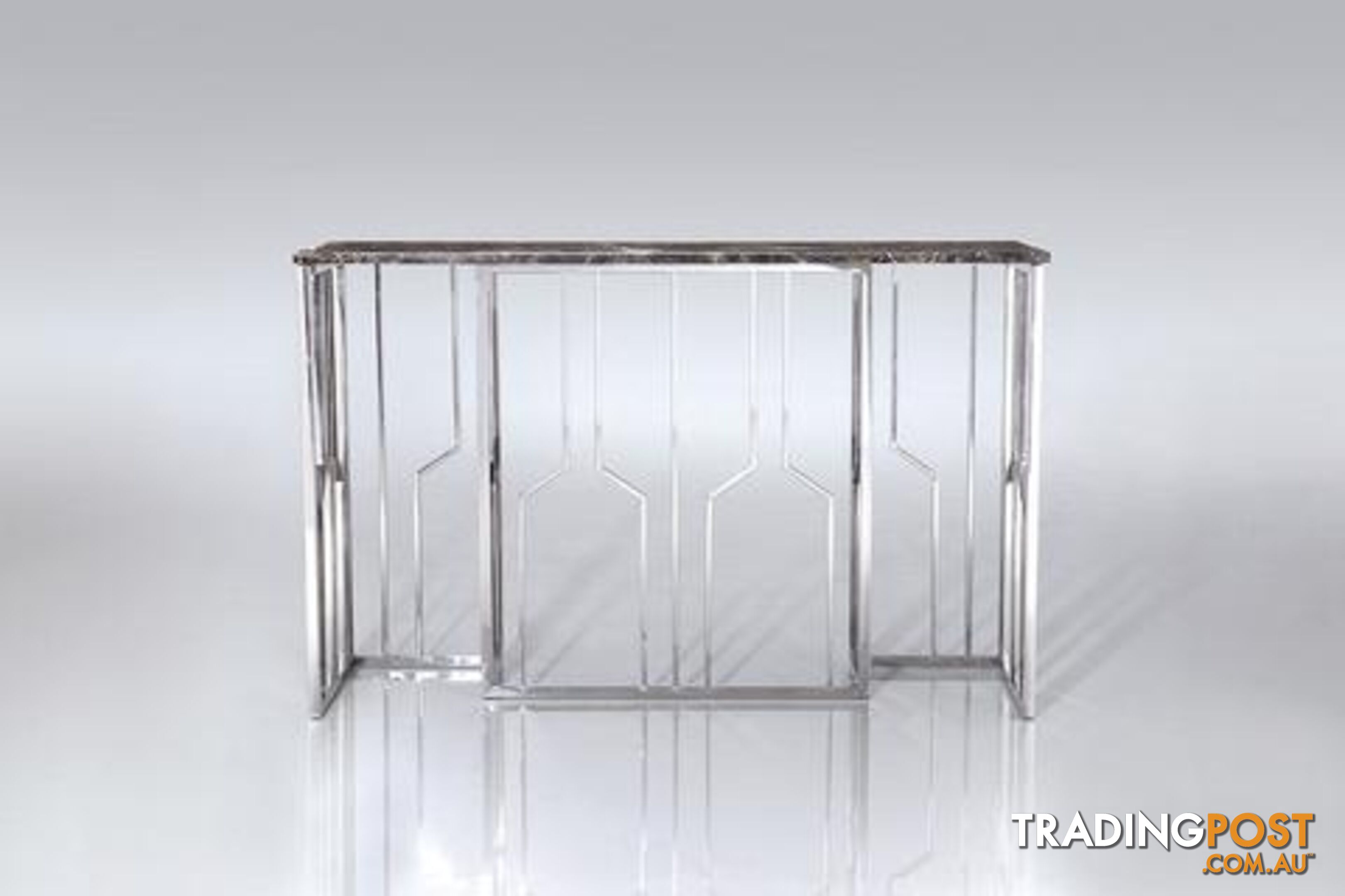 Veda Stainless Steel Console With Faux Marble Top