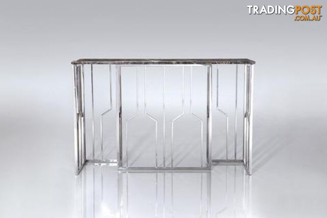 Veda Stainless Steel Console With Faux Marble Top