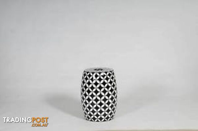 Geometric Morrocan Hand Painted -Black And White Stool
