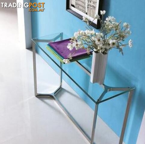 Elegant Stainless Steel Console With Clear Glass