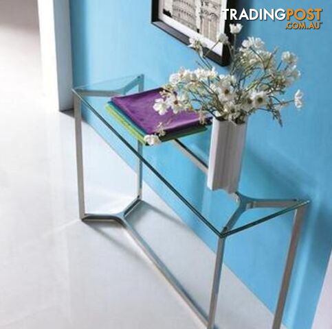 Elegant Stainless Steel Console With Clear Glass