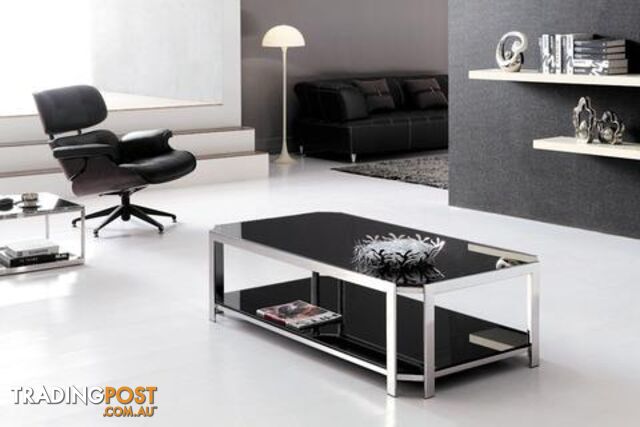 Milla Polished Stainless Steel Coffee Table With Tempered Glass