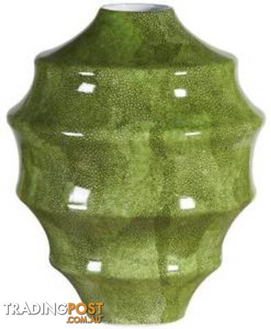 Chrysalis Vase: Green Shagreen, Spiral Desgin