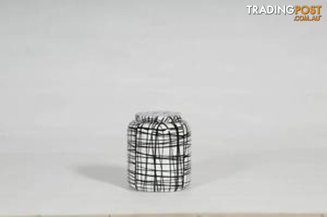 Handpainted-Graphic Black & White Pattern Cookies Container