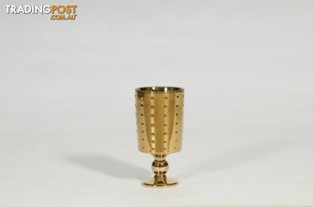 Medium Decorative Footed Gold Ceramic Vase