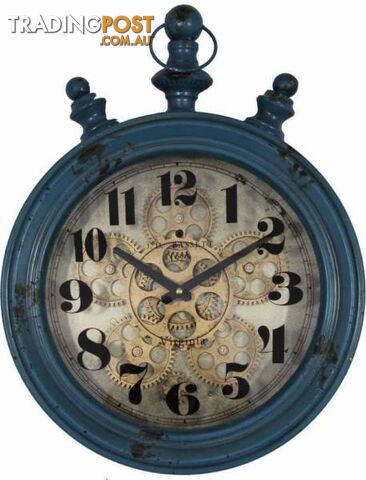 Large 35 Cm Metal Oval Wall Gear Clock