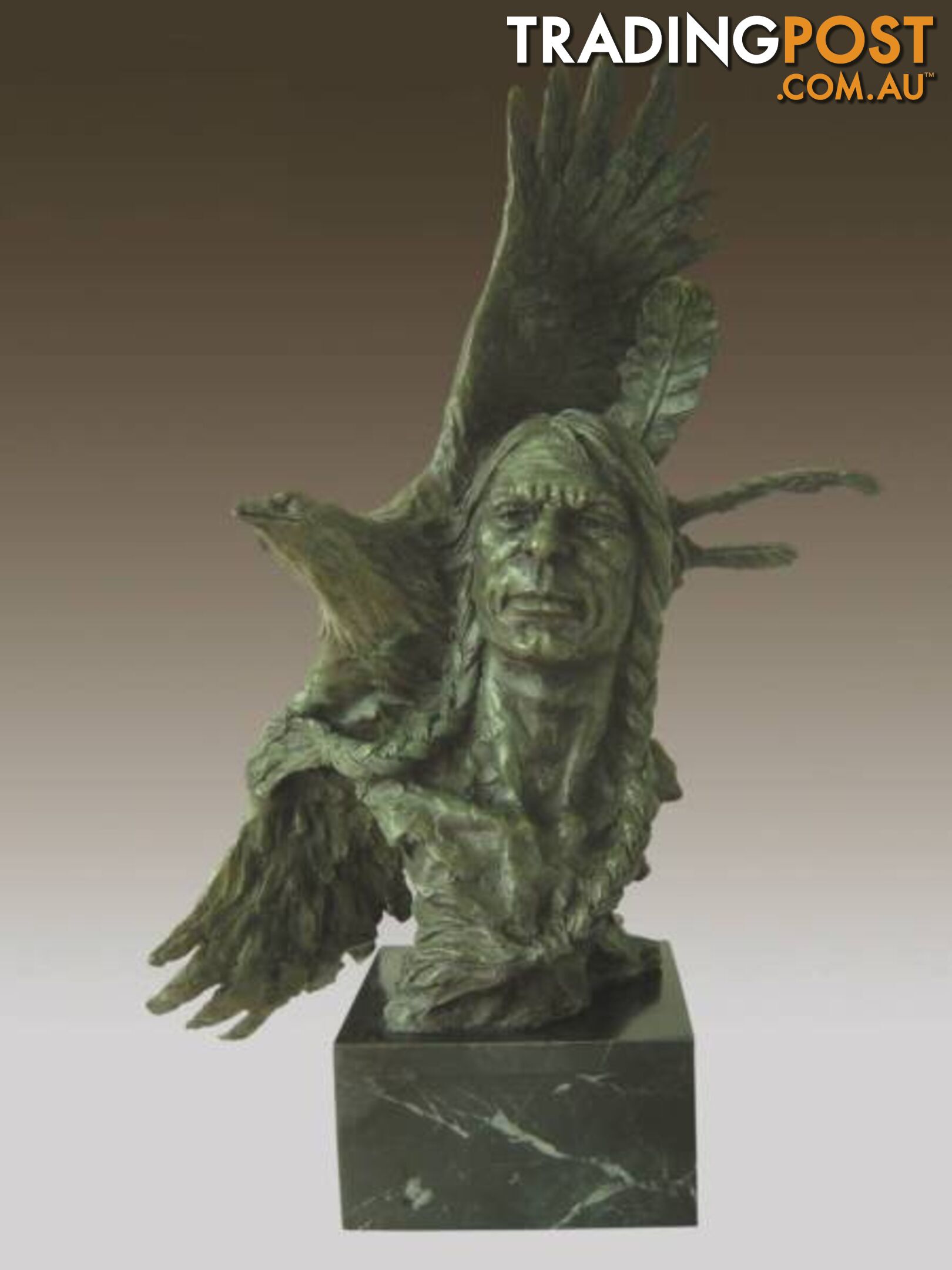 Hot Cast Bronze Sculpture Statue Native American Indian Chief Sha