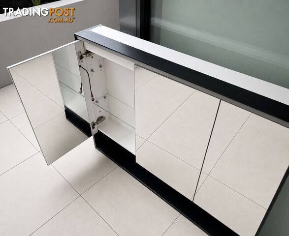 Fienza 1200 LED Mirror Cabinet with Demister, Satin Black - photo 2 of 7