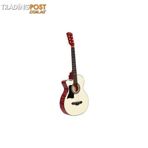 38 Inch Wooden Acoustic Guitar Left Handed Natural Wood - Alpha - 7427005893209