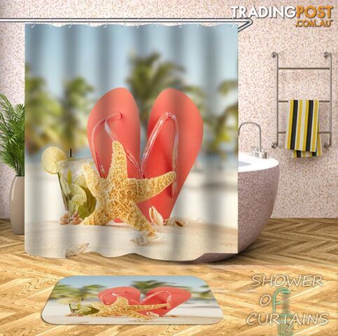 Stare Fish And Flip Flop Shower Curtain - Curtain - 7427046281317