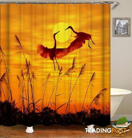 Sunset Flying Storks Shower Curtain - Curtain - 7427045925908