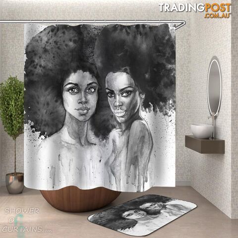 Art Painting Beautiful African Girls Shower Curtain - Curtain - 7427046300391