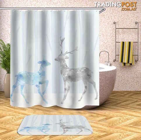 Light Colors Deer Painting Shower Curtain - Curtain - 7427045945739