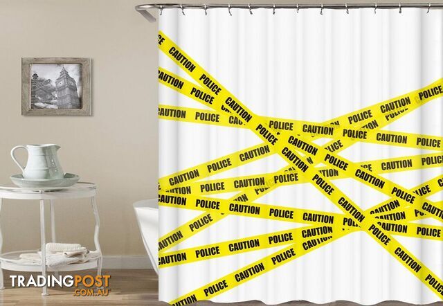 Police Yellow Tape Shower Curtain - Curtain - 7427046012195