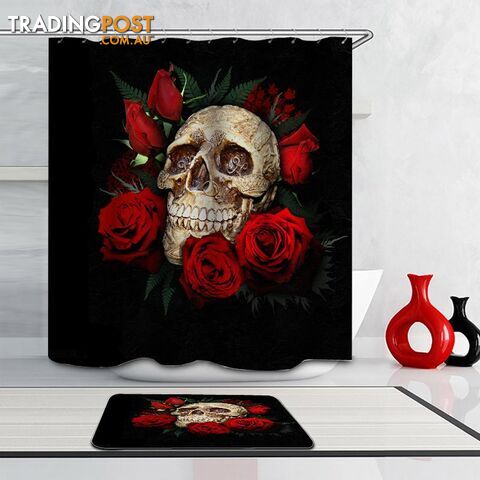 Decorated Skull And Roses Shower Curtain - Curtain - 7427046024846