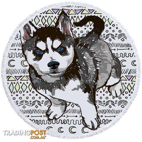 Husky Puppy Beach Towel - Towel - 7427046316118