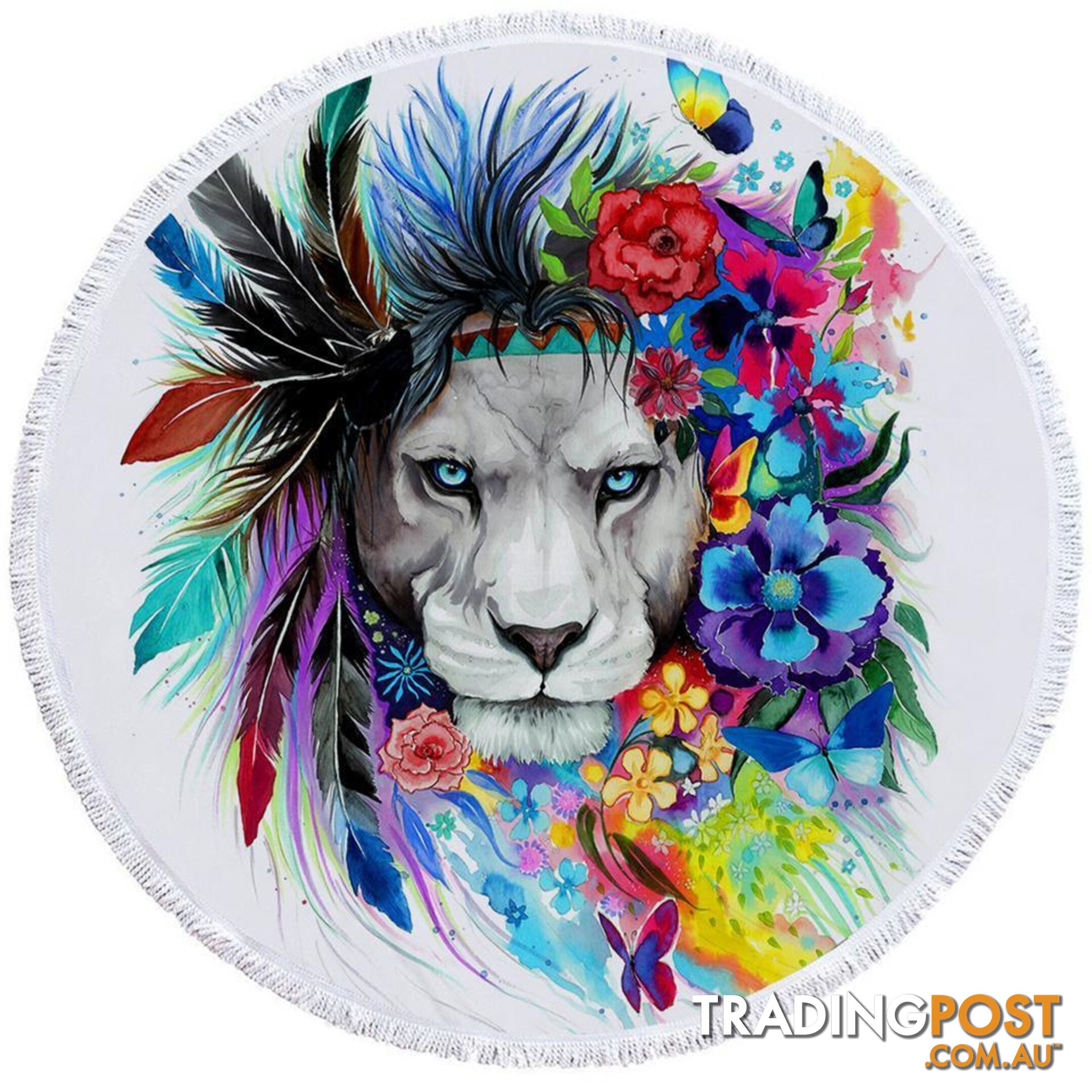 Floral Lion Beach Towel - Towel - 7427046330428