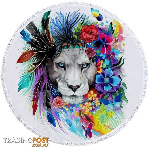 Floral Lion Beach Towel - Towel - 7427046330428