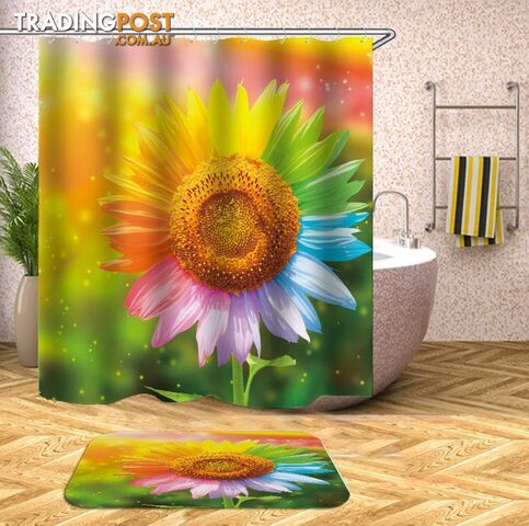 Multicolored Sunflower Shower Curtain - Curtain - 7427045937475
