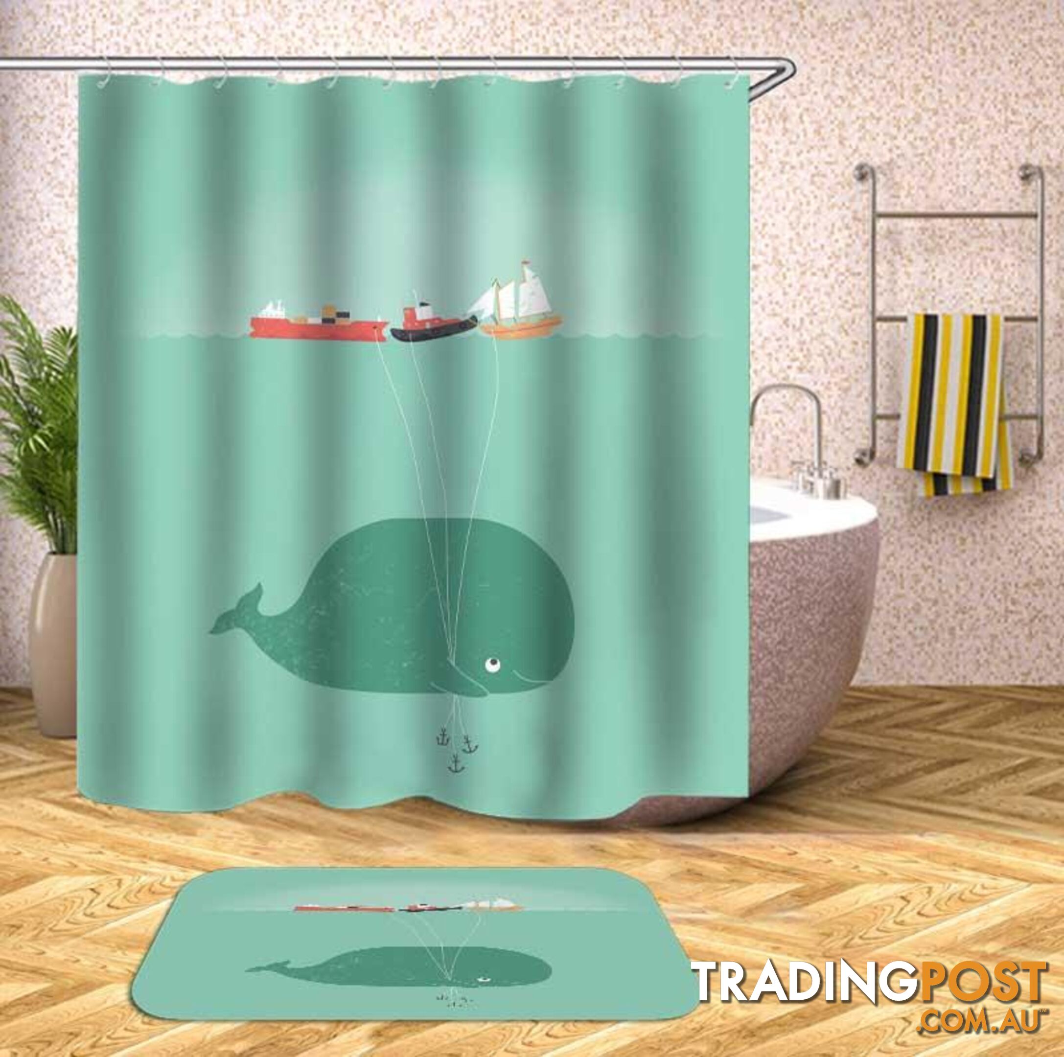 Baby Whaleâs Ship Balloons Shower Curtain - Curtain - 7427046070706