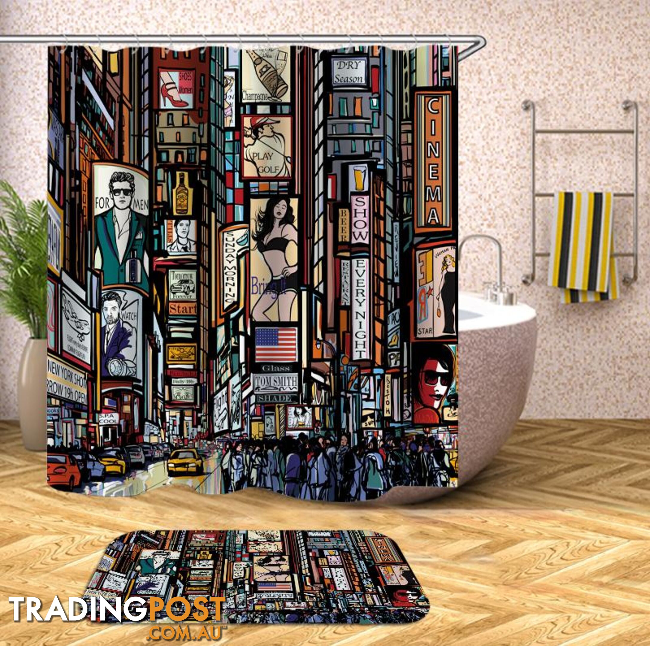 Times Square Comics Painting Shower Curtain - Curtain - 7427045984783