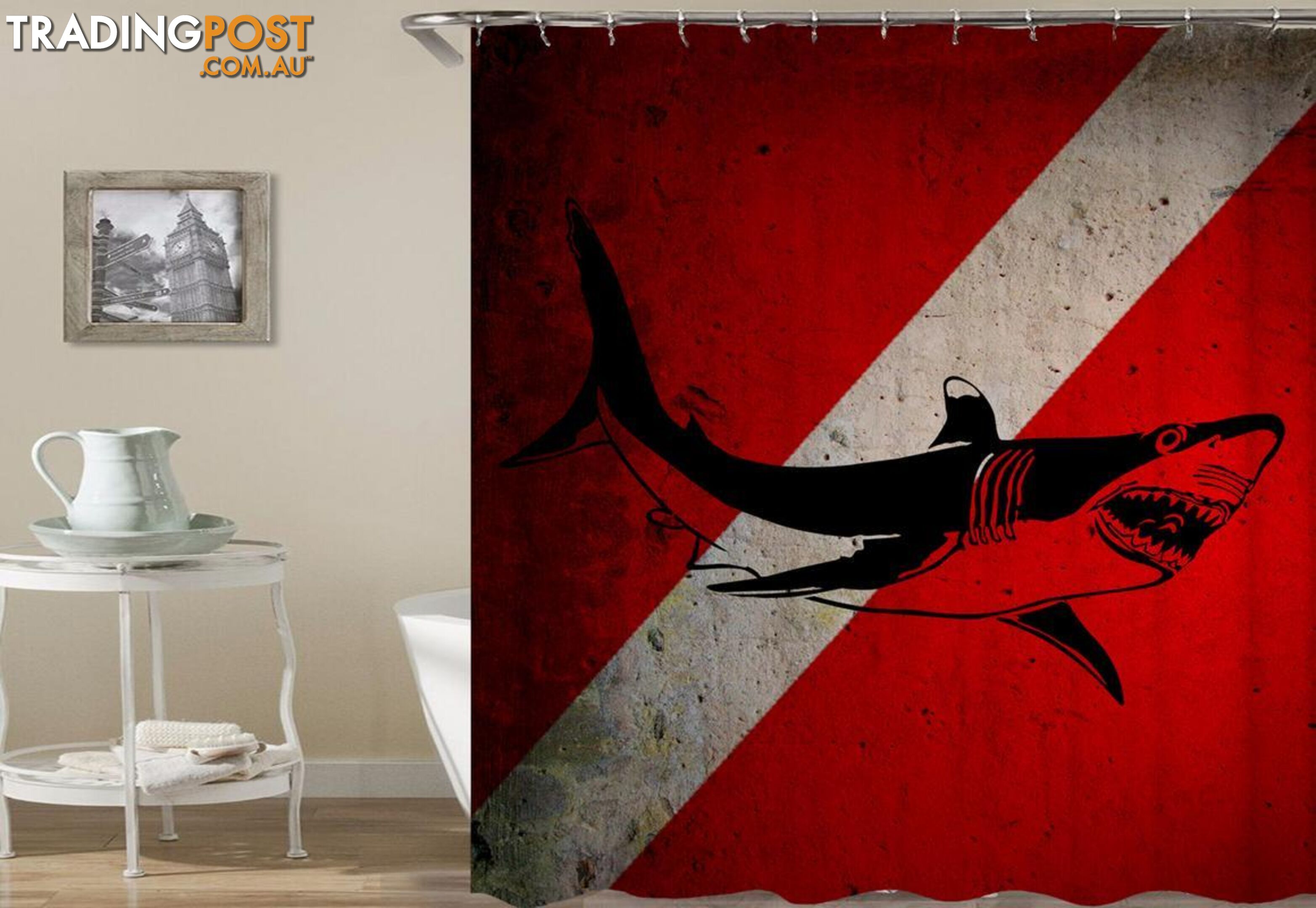 Shark Danger Shower Curtain - Curtain - 7427046044790