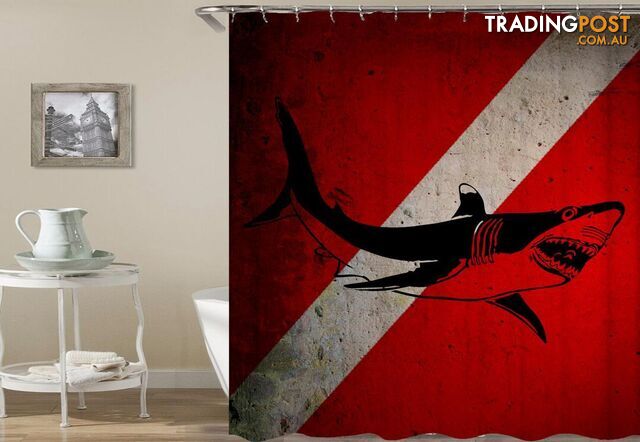 Shark Danger Shower Curtain - Curtain - 7427046044790