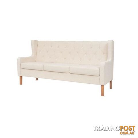 3 Seater Sofa Fabric Cream White - Unbranded - 8718475577102