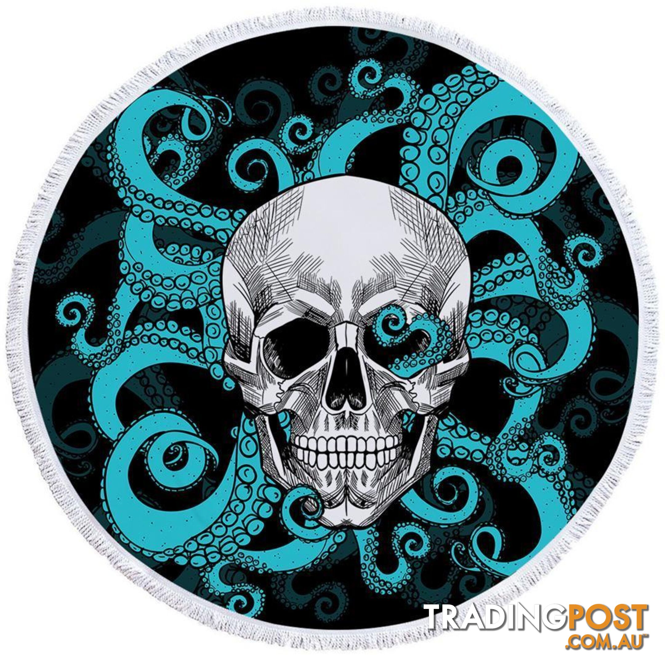 Skulls and Turquoise Octopus Beach Towel - Towel - 7427046322072