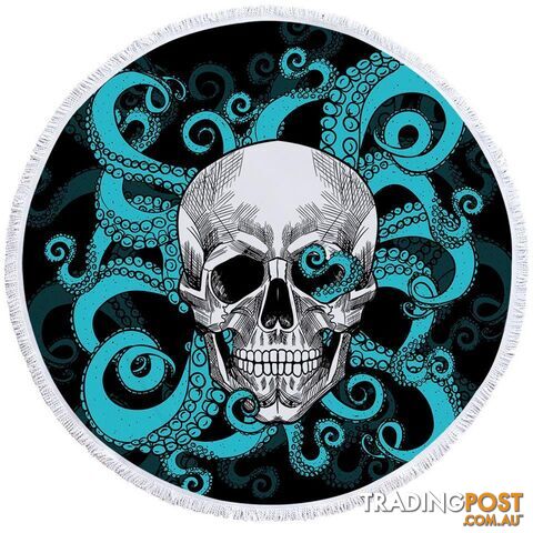 Skulls and Turquoise Octopus Beach Towel - Towel - 7427046322072
