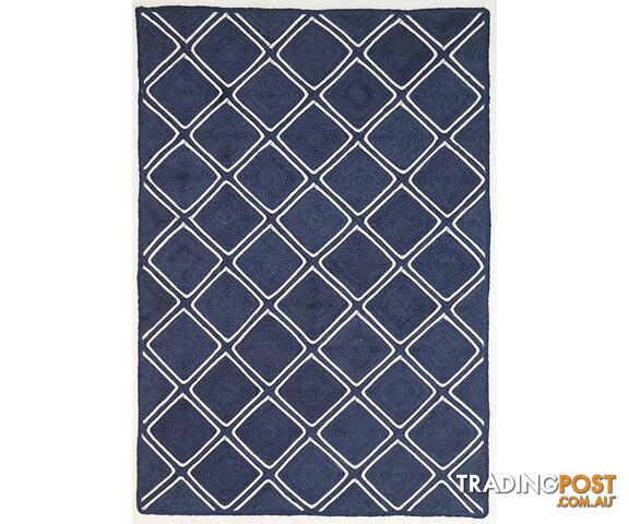 Artisan Natural Parquetry Navy Rug - Unbranded - 9476062046484