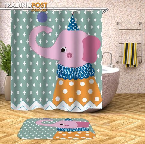 Childish Elephant Character Shower Curtain - Curtain - 7427046034647