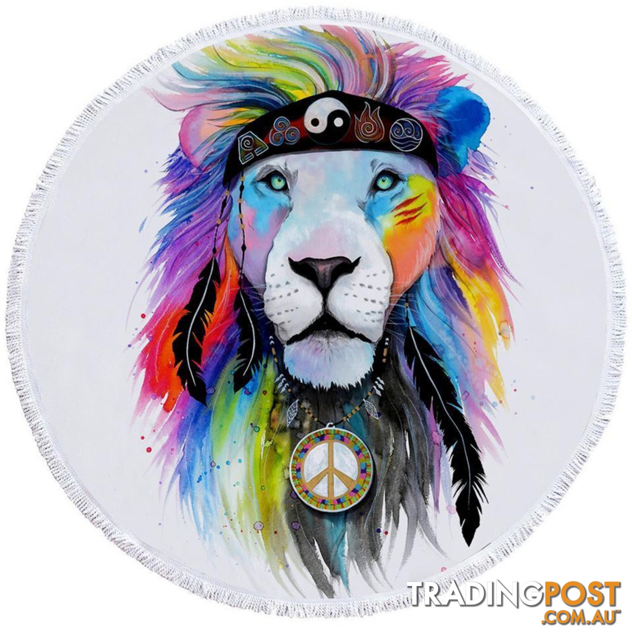 Hippie Lion Beach Towel - Towel - 7427046329767