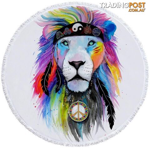 Hippie Lion Beach Towel - Towel - 7427046329767