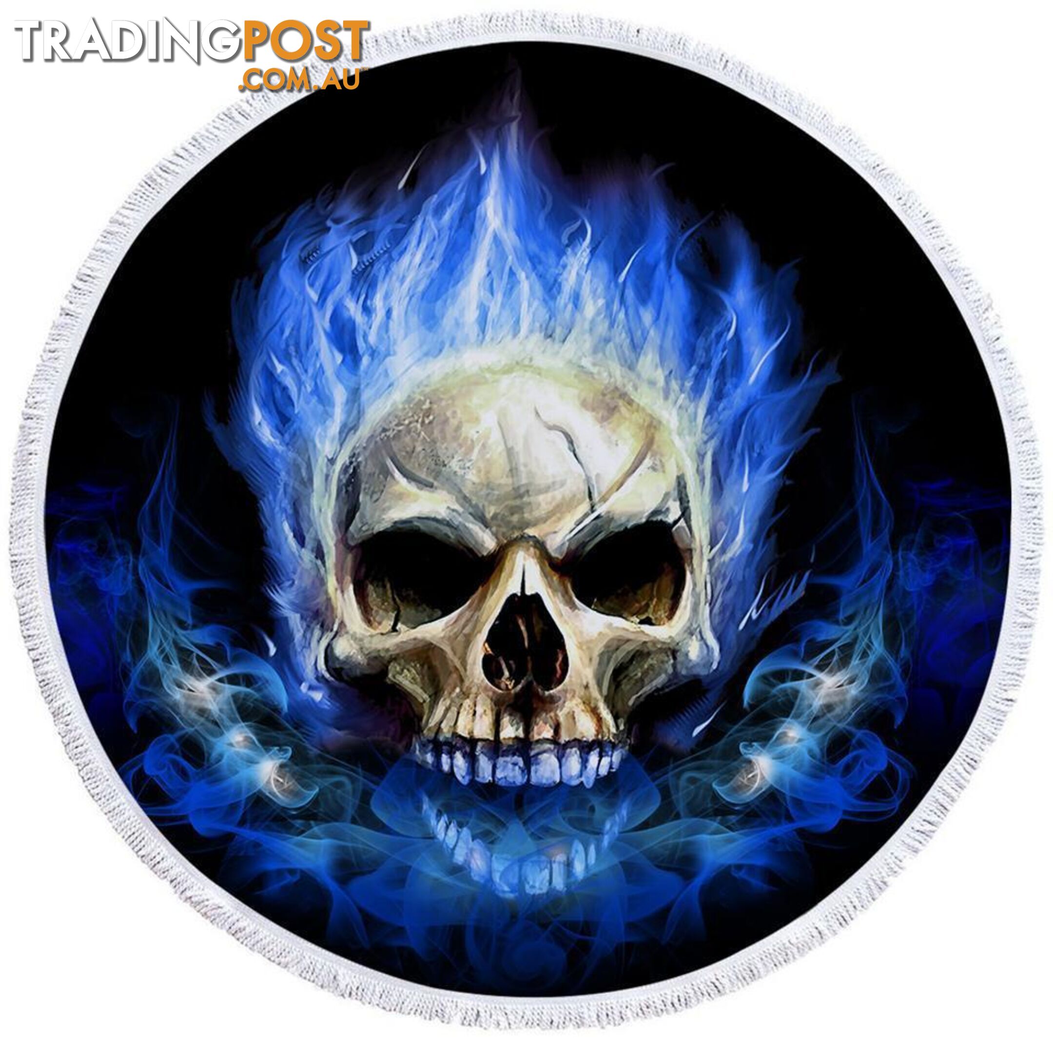 Blue Flames Skull Beach Towel - Towel - 7427046312448