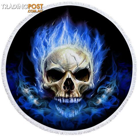 Blue Flames Skull Beach Towel - Towel - 7427046312448