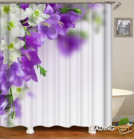 Purple And White Flowers Shower Curtain - Curtain - 7427045939370