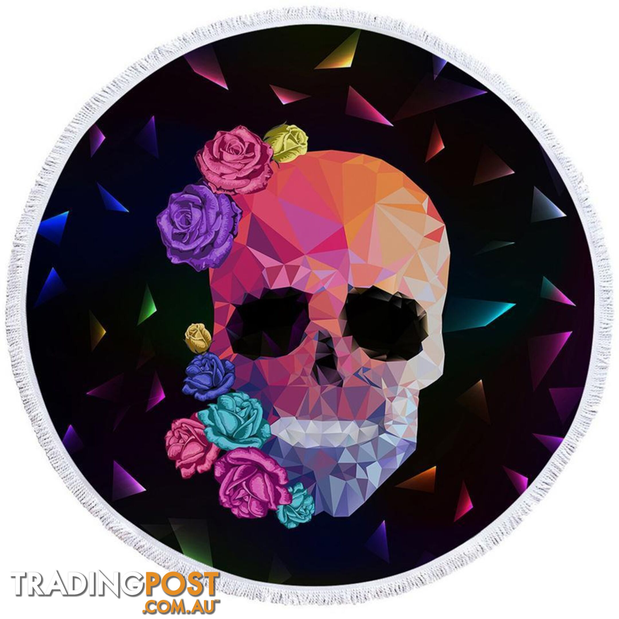 Artistic Skull and Roses Beach Towel - Towel - 7427046328944