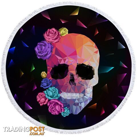 Artistic Skull and Roses Beach Towel - Towel - 7427046328944